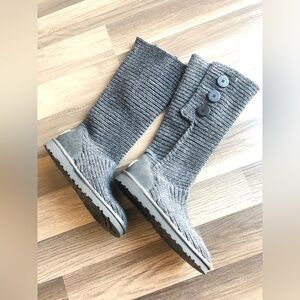 Ugg cardi boot size 8 gray high calf/fold over